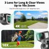 4G LTE Cellular Security Camera Outdoor, 4K 10x Optical Zoom Wireless Solar Camera 12000mAh, No WiFi or WiFi 2 Mode, 360 Pan and Tilt AI Tracking Cam for Remote Monitor with SIM Card and 64GB SD Card view 2