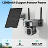 4G LTE Cellular Security Camera Outdoor, 4K 10x Optical Zoom Wireless Solar Camera 12000mAh, No WiFi or WiFi 2 Mode, 360 Pan and Tilt AI Tracking Cam for Remote Monitor with SIM Card and 64GB SD Card view 3