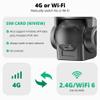 4G LTE Cellular Security Camera Outdoor, 4K 10x Optical Zoom Wireless Solar Camera 12000mAh, No WiFi or WiFi 2 Mode, 360 Pan and Tilt AI Tracking Cam for Remote Monitor with SIM Card and 64GB SD Card view 4