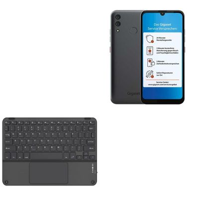 BoxWave Keyboard Compatible with Gigaset GS3 - SlimKeys Bluetooth Keyboard with Trackpad, Portable Slim TouchPad - Jet Black