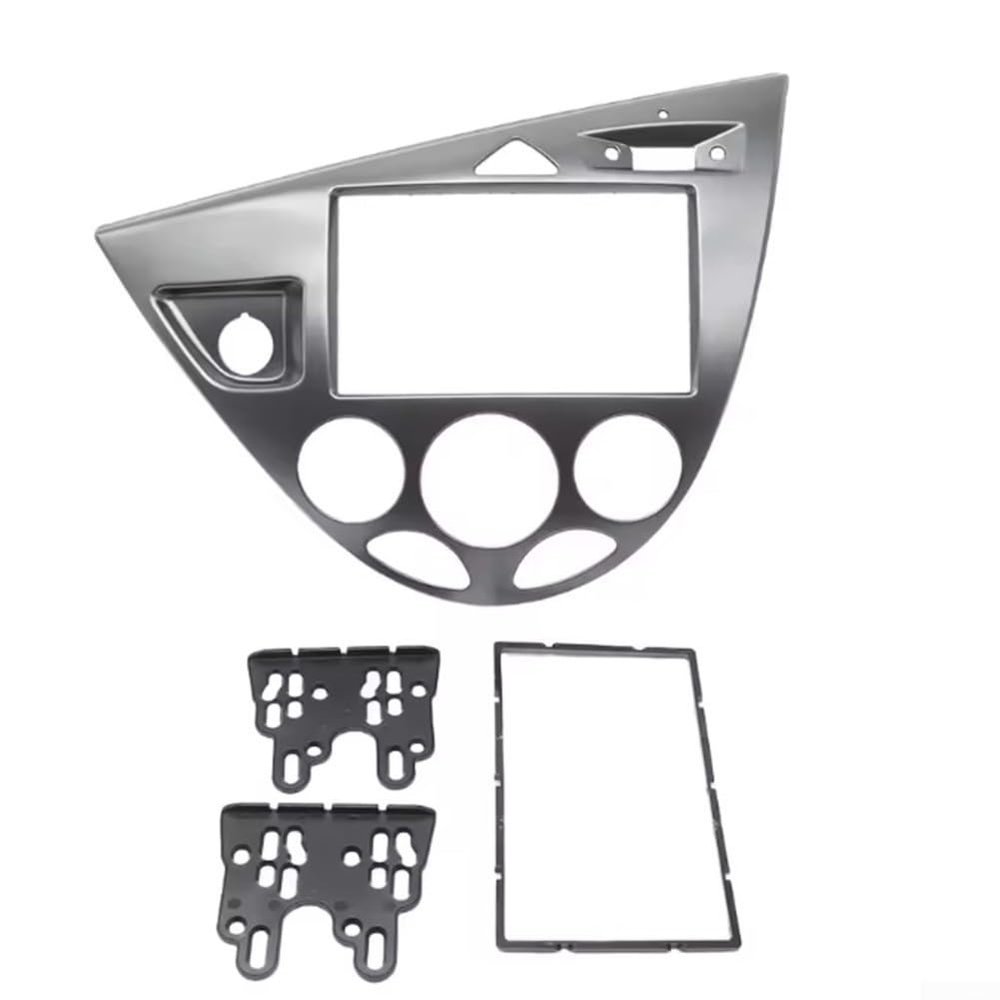 2 DIN Radio Panel Frame for Ford Models For Focus/Ford For Fiesta 1998 2006, Reliable ABS, Quick Installation Process (Silver Gey)