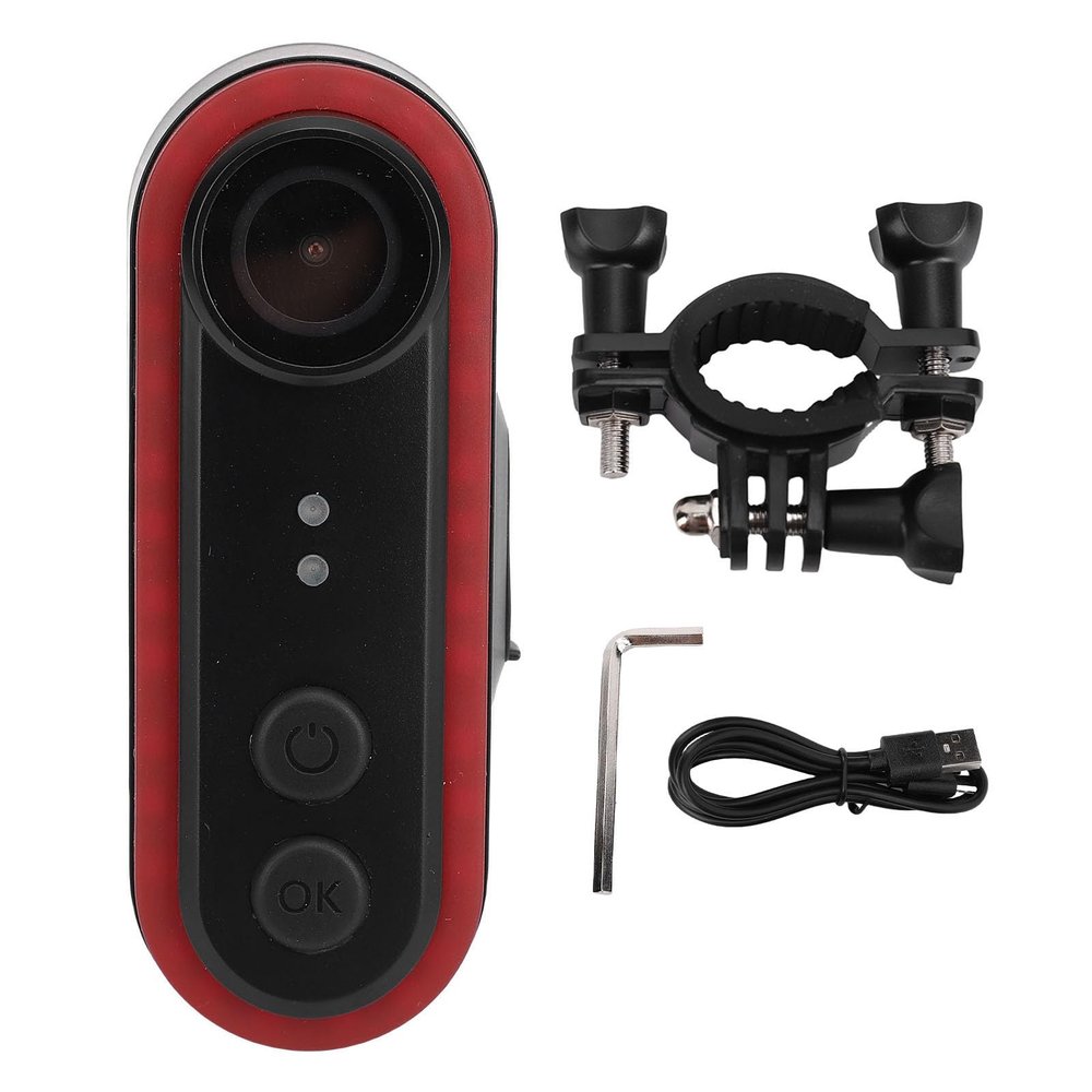 ASHATA Bike Camera with Tail Light, APP Control 1080P 150 Wide Angle Bike Rear Video Camera, 3500mAh Rechargeable, IPX6, for Outdoor Cycling Mountain Road (32GB)