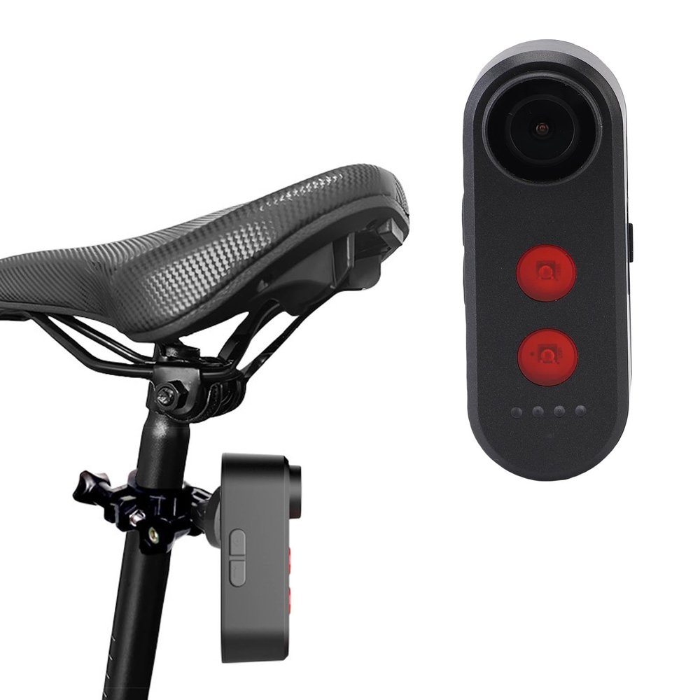ASHATA Bike Rear View Camera with Tail Light, HD 1080P Bicycle Camera Dash Cam, 6 Adjustable Brightness 140 Wide Angle IPX6 Water Proof APP Control Rechargeable (64G)