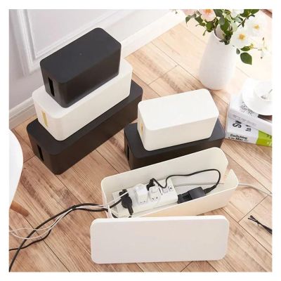 Cable Management Box Cable Storage Box Power Board Wire Management Socket Strip Wire Case Dust(Black-m)