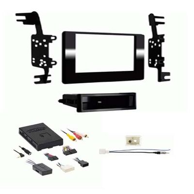Single DIN Car Stereo Radio Install Kit Package Compatible with Toyota Sienna 2018, 2019, & 2020 with Factory Amplifier and Steering Wheel Controls (SWC)