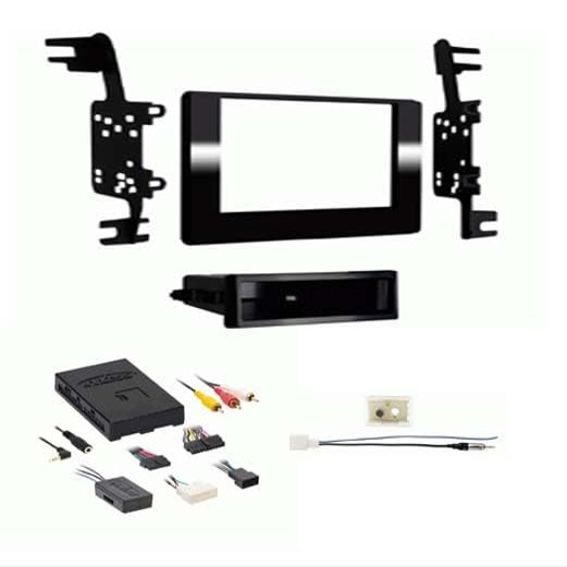 Single DIN Car Stereo Radio Install Kit Package Compatible with Toyota Sienna 2018, 2019, & 2020 with Factory Amplifier and Steering Wheel Controls (SWC)