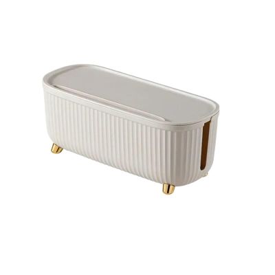 Cable Management Box Stripe Wire Cable Storage Case Organizer Box Socket Plug Storage Box(Beige)