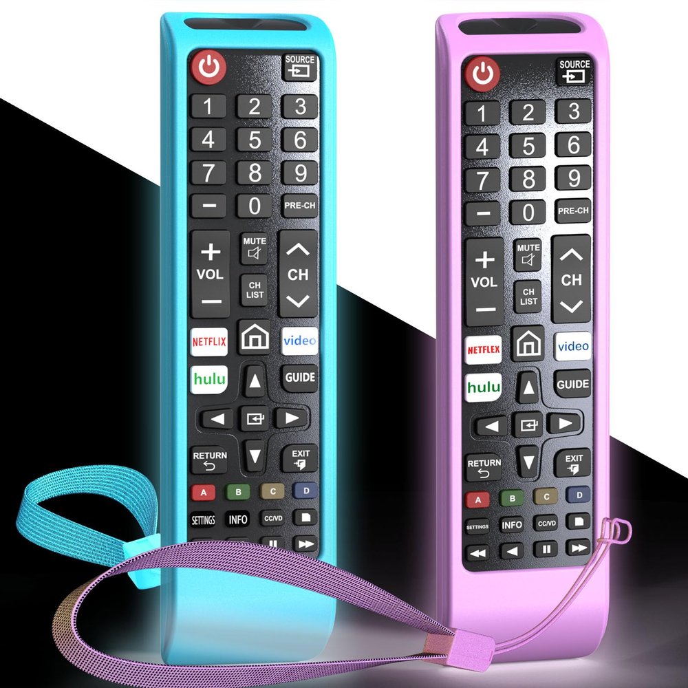 2PACK Case for Samsung Smart TV Remote BN59-01315J Control Universal Cover Silicone Skin Sleeve Purple Blue