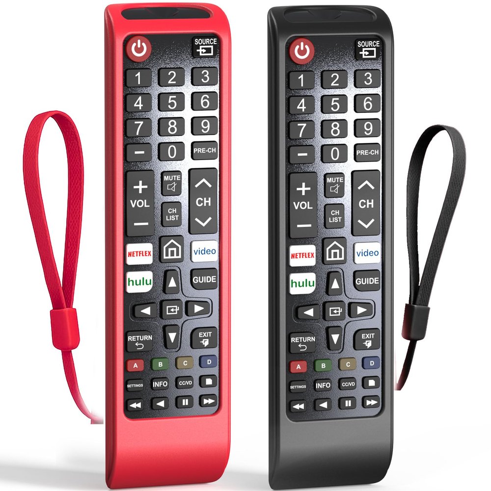 2PACK Case for Samsung Smart TV Remote BN59-01315J Control Universal Cover Silicone Skin Sleeve Black Red