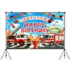 HANYING 7x5ft Firetruck Happy Birthday Backdrop Firefighter Fire Alarm Life Saving Ladder Hydrant Background for Kids Boy Party Decoration Cake Table Booth Banner Photography Studio Props HY021YL view 3