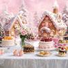10X10FT Christmas Gingerbread House Candy Backdrop for Photography, Candy House Pink Xmas Party Decoration for Girl, Christmas Eve New Year Party Supplies Photo Props view 3