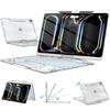 Auupgo Clear Keyboard Case for iPad Pro 13 inch (M5/M4, 2025/2024), Transparent Protective Cover with 7-Color Backlit Keyboard, 360 Rotating Stand, Multi-Touch Trackpad and Pencil Holder, White view 1