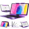 Auupgo Transparent Keyboard Case with Trackpad for iPad 11th Gen A16 (2025) & 10th Gen 10.9" (2022), 7-Color Backlit Wireless Bluetooth Keyboard with 360 Rotating Stand & Pencil Holder, Purple view 1
