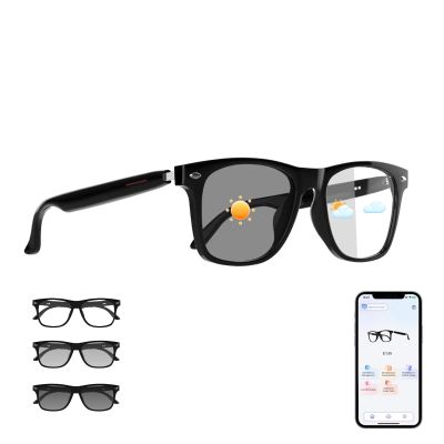 HAIXINDA Smart Translation Glasses, Photochromic Lenses, Open-Ear Audio Design, Support 160+ Languages, Simultaneous Interpretation via APP, Bluetooth Glasses for Meeting, Traveling, Business(Black)