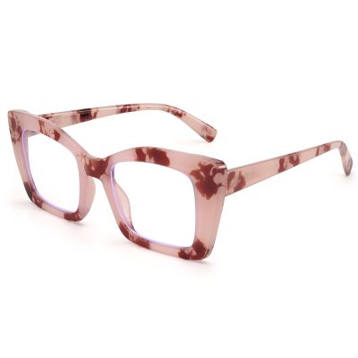 Dollger Blue Light Blocking Glasses Womens Square Oversized Stylish Anti Bluelight Big Cat Eye Frame Glasses Pink tortoise shell
