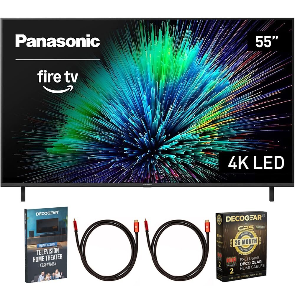 Panasonic TV-55W70BP W70 Series 55 inch LED 4K Ultra HD Smart Fire TV Bundle with 2X 6FT Universal 4K HDMI Cable, Theater Essentials and CPS Exclusive 26 Month Protection Pack (BEACH-CPS-26M500ATV)