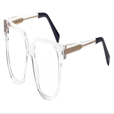 Elton John Mod Mens Women's Acetate Designer Blue Light Glasses Gloss Crystal Clear Silver Star 54mm
