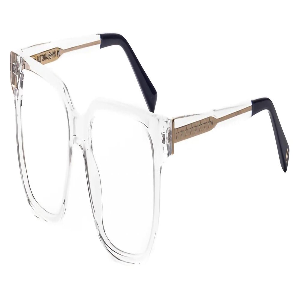 Elton John Mod Mens Women's Acetate Designer Blue Light Glasses Gloss Crystal Clear Silver Star 54mm