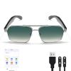 KOIPSSE Smart Audio Glasses: AI+Translation, Metal Frame Gradient Lenses, Automatic Power on, HiFi Sound, Magnetic Charging, Bluetooth Calls and Music, Suitable for Parties, and Travel (Silver+Green) view 1