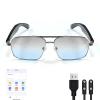 KOIPSSE Smart Audio Glasses: AI+Translation, Metal Frame Gradient Lenses, Automatic Power on, HiFi Sound, Magnetic Charging, Bluetooth Calls and Music, Suitable for Parties, and Travel (Silver+Blue) view 1