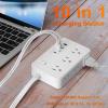 10Ft Surge Protector Flat Extension Cord Flat Plug Power Strip, 6AC Outlets, 4 USB Charger(1 USB C Port), 1700 Joules Protection, Office Supplies, Dorm Room Essentials view 4