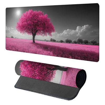 Tree Mouse Pad, Gaming Mouse Pad 24x12in, Desk Mat with Stitched Edges, Large Mousepad Waterproof, Gaming Accessories Keyboard Mat, Office Desk Accessories, for Gamer Computer Office Home, Pink D-2331
