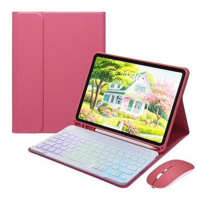 Disonbeir Rainbow Backlit Keyboard Case for iPad Pro 13 inch (M5, 2025/M4, 2024) Case with Mouse and 7 Colors RGB Colorful Backlight Magnetic Detachable Bluetooth Keyboard Cover,DarkPink