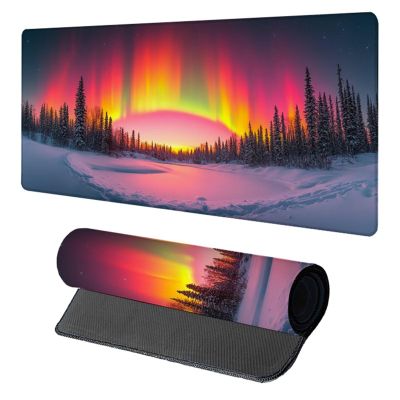 Aurora Gaming Mouse Pad, Mouse Pad 60x32in, Large Desk Mat with Non-Slip Rubber Base, Office Desk Accessories, Large Extended Gaming Keyboard Mat, Big Mousepad for Computer Gamer Office, Red 9-5540