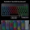 Disonbeir Rainbow Backlit Keyboard Case for Galaxy Tab S9 FE+ / Tab S10+/S9+/S8+/S7+/S7 FE 12.4" with Mouse and Backlight Detachable Bluetooth Keyboard,Black+White view 3