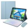 Disonbeir Rainbow Backlit Keyboard Case for Galaxy Tab S9 FE+ / Tab S10+/S9+/S8+/S7+/S7 FE 12.4" with Mouse and Backlight Detachable Bluetooth Keyboard,Misty Blue+White view 1