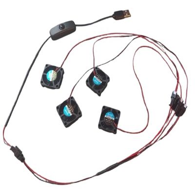 USB Cooling Fan Remote Control Antifog Kit Portable Helmet (Quad #2+Controller)