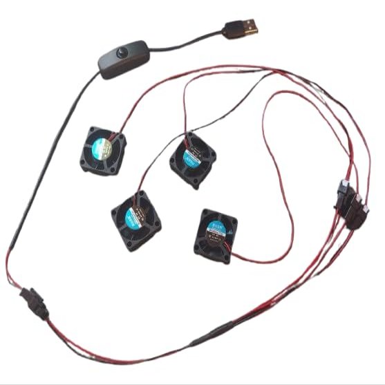 USB Cooling Fan Remote Control Antifog Kit Portable Helmet (Quad #2+Controller)