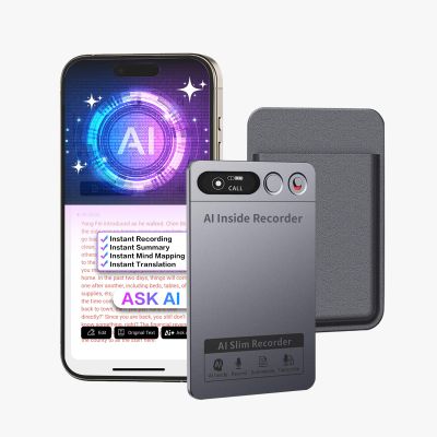 AI Voice Recorder, Portable Note Voice Recorder w/Free AI Transcribe & Summarize & Noise Cancellation, HD OLED Screen, App Control, 152 Languages, Audio Recorder for Lectures, Meetings, Calls
