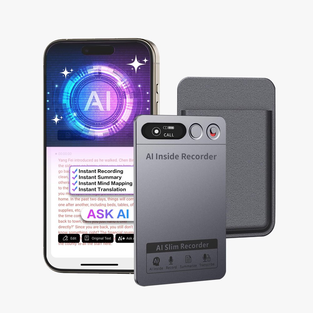 AI Voice Recorder, Portable Note Voice Recorder w/Free AI Transcribe & Summarize & Noise Cancellation, HD OLED Screen, App Control, 152 Languages, Audio Recorder for Lectures, Meetings, Calls