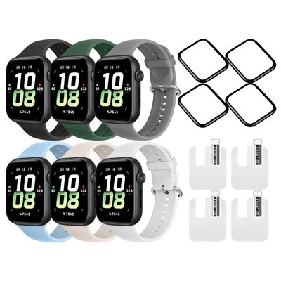 ExtraFortunato Screen Protectors and Straps for Honor Watch 5, Silicone Watch Bands (D (Pack of 6+4+4))