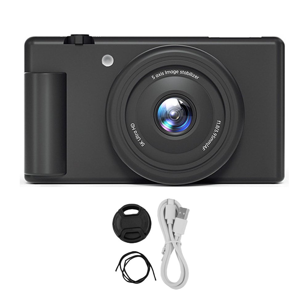 Keenso Digital Camera, 5K 80MP HD Vlogging Camera with 180 Degree Flip Screen and 5 Axis Gyro Anti Shake Feature for Photography and Selfies (Black)