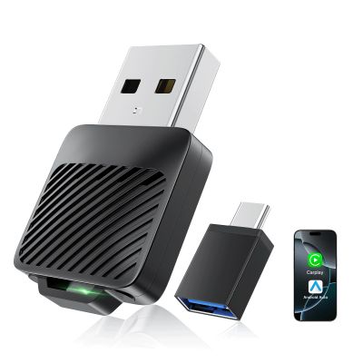 2-in-1 Wireless CarPlay & Android Auto Adapter, Mini USB Design for Cars with Built-in Wired Apple CarPlay 2025 Upgrade Plug & Play CarPlay Dongle Converts Wired CarPlay to Wireless, Fast Auto-Connect
