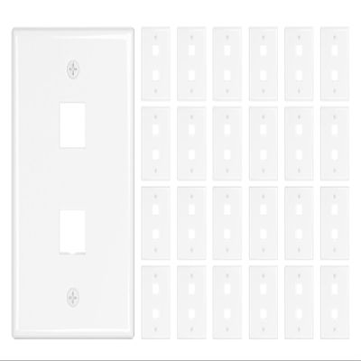 iwillink 2-Port Keystone Wall Plate 25-Pack, Low Profile Ethernet Wall Plates for Keystone Jack, White