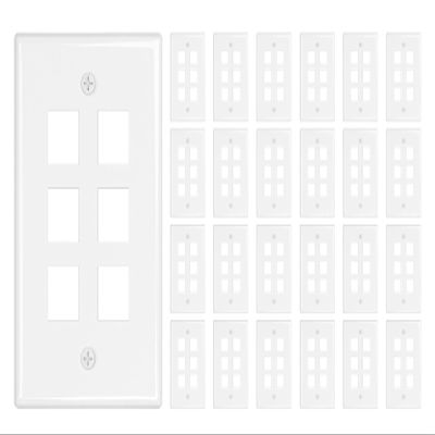 iwillink 6-Port Keystone Wall Plate 25-Pack, Low Profile Ethernet Wall Plates for Keystone Jack, White