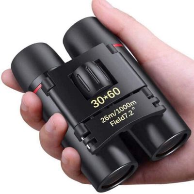 30X60 Folding Binocular, Mini Real Magnification 10X Binocular,Multi Green Coated Pocket Telescope for Bird Watchin