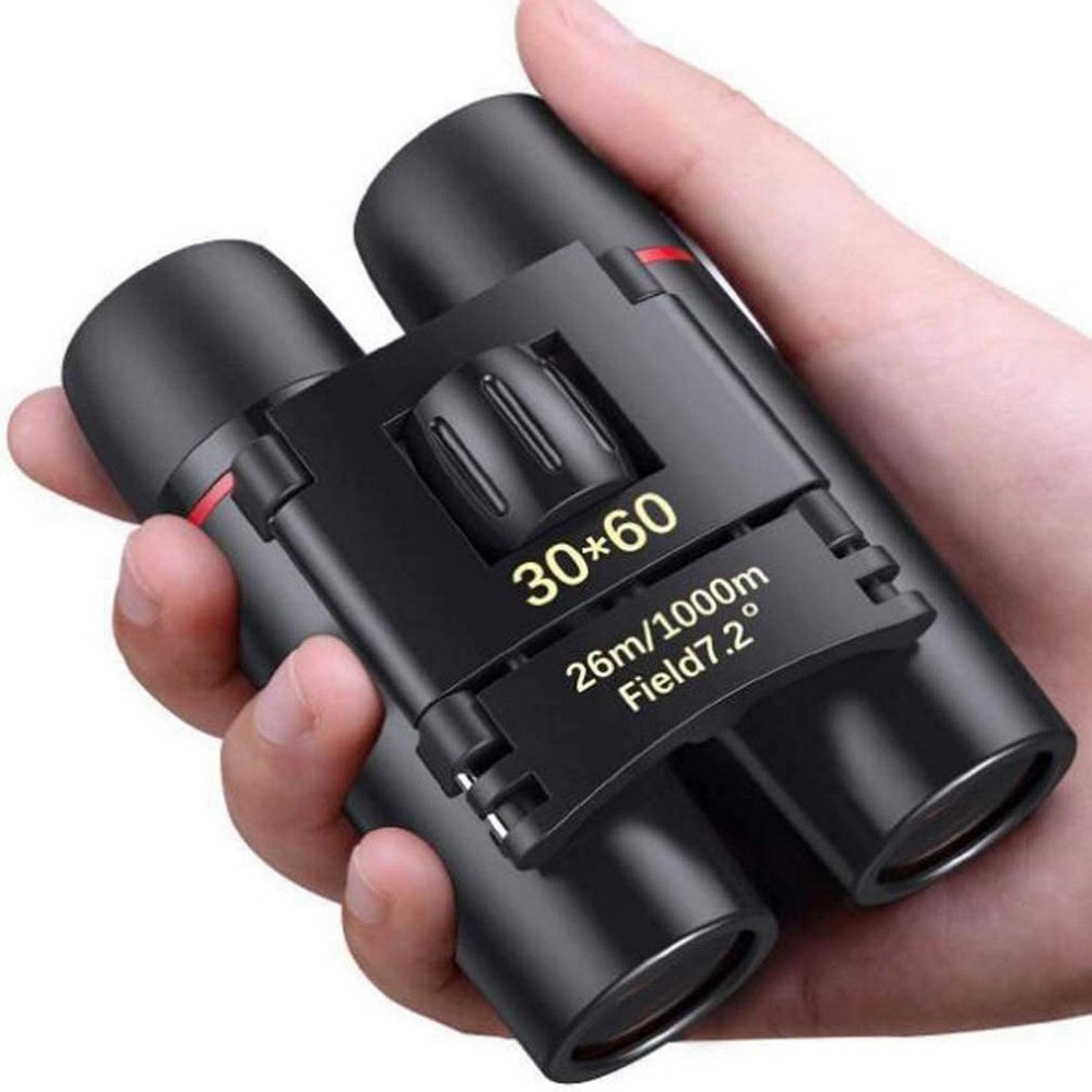 30X60 Folding Binocular, Mini Real Magnification 10X Binocular,Multi Green Coated Pocket Telescope for Bird Watchin