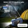 Emergency Weather Radio with IPX5 Waterproof Portable Bluetooth Speaker,USB-C Solar Hand Crank,NOAA Alarm AM FM Radio,Flashlight,SOS Alarm,2000mAh Cell Phone Charger for Camping and Survival (Blue) view 2