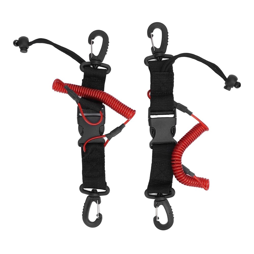 LiebeWH 2Pcs Scuba Diving Coiled Lanyard Stainless Steel Spring Coil Lanyard with Quick Release Buckle for Camera