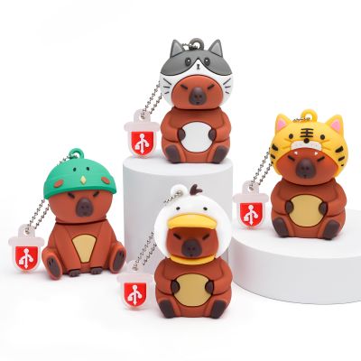 BORLTER CLAMP USB Stick 4Pcs 16GB Cute Flash Drive Capybara Animal Memory Stick Novelty Flash Drive Pendrive Thumb Drive Gift for Students and Children