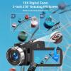 Camcorder Video Camera 4K HD 80MP Vlogging Camera for YouTube, 30FPS IR Night Vision Camera, 18X Digital Zoom 3.0 270IPS Screen Video Camera with SD Card, 2 Batteries, Remote Control, and Stabilizer view 4