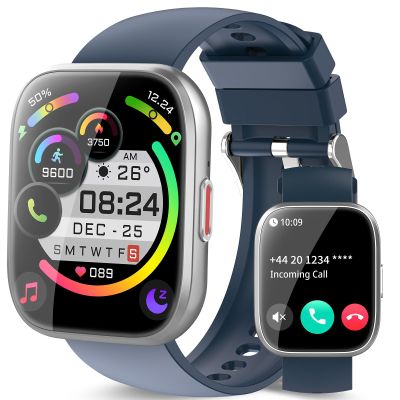 aycy Smart Watch for Men Women Bluetooth Call, 1.85" HD Touch Screen Fitness Watch with Sleep Heart Rate Monitor, 112+ Sports Modes, IP68 Waterproof Activity Trackers for Android iOS, Blue