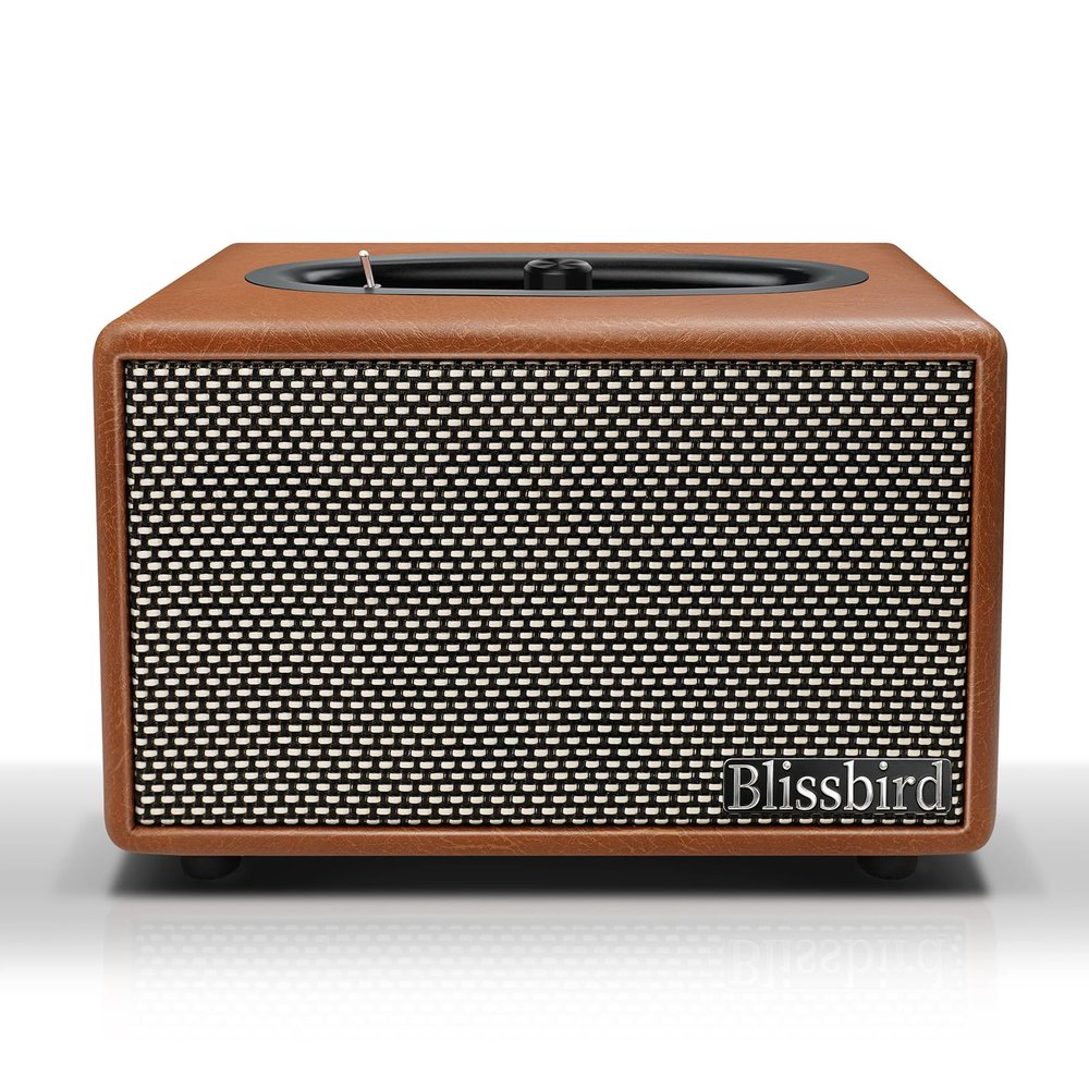 Blissbird X3 Retro Bluetooth Bookshelf Speakers, Portable Wireless Speaker for Home with Deep Bass, Stereo Loud Sound, Built-in 3.5mm AUX Input