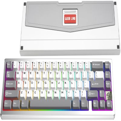KEEBMONKEY WOBKEY Zen 65 65% Quick Release Wireless Mechanical Keyboard with RGB, CNC Aluminum Case, Hot-Swappable, VIA Support, BT/2.4G/USB-C Gaming Keyboard for Mac/Windows (Ultra Silver)