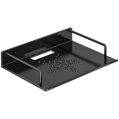 22 Capacity Projector Mount, Aluminum Shelf With Black Finish, Wall Installation No Drilling, With Anti-Slip Bar, Vented Holder For Router
