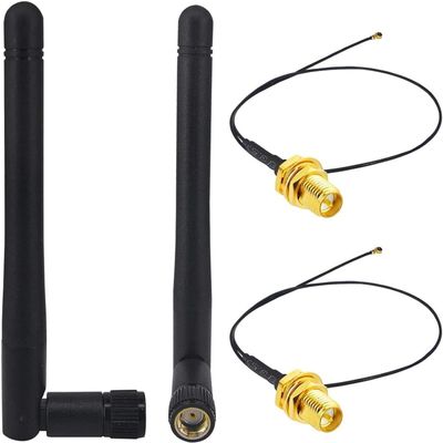 BOOBRIE WiFi Antenna Dual Band 2.4Ghz/5Ghz/5.8 GHz RP-SMA Male WiFi Aerial and 25cm U.FL MHF4 to RP-SMA Female Pigtail 0.81mm for Wireless Mini-PCI Express PCIE Network Card Adapter